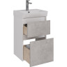 Тумба LEMARK COMBI 45 см под раковину, подвесная/напольная, 2 ящика, фасад Бетон, корпус белый глянец LM03C45T-Beton